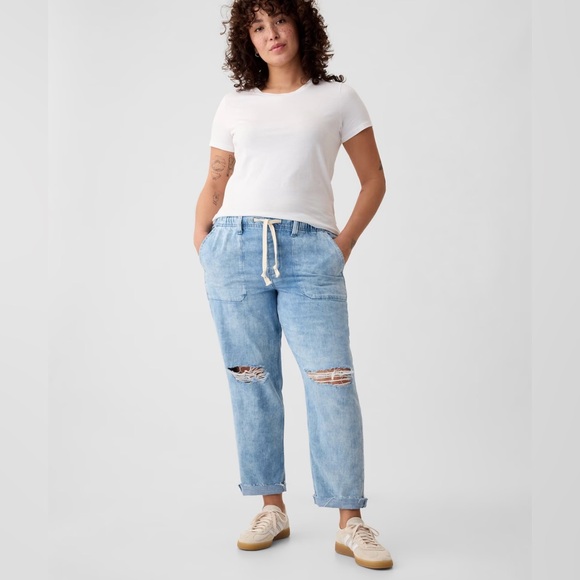 Women’s GAP Mid Rise Easy Denim Utility Jeans in Light Indigo Sz XL - Picture 1 of 7